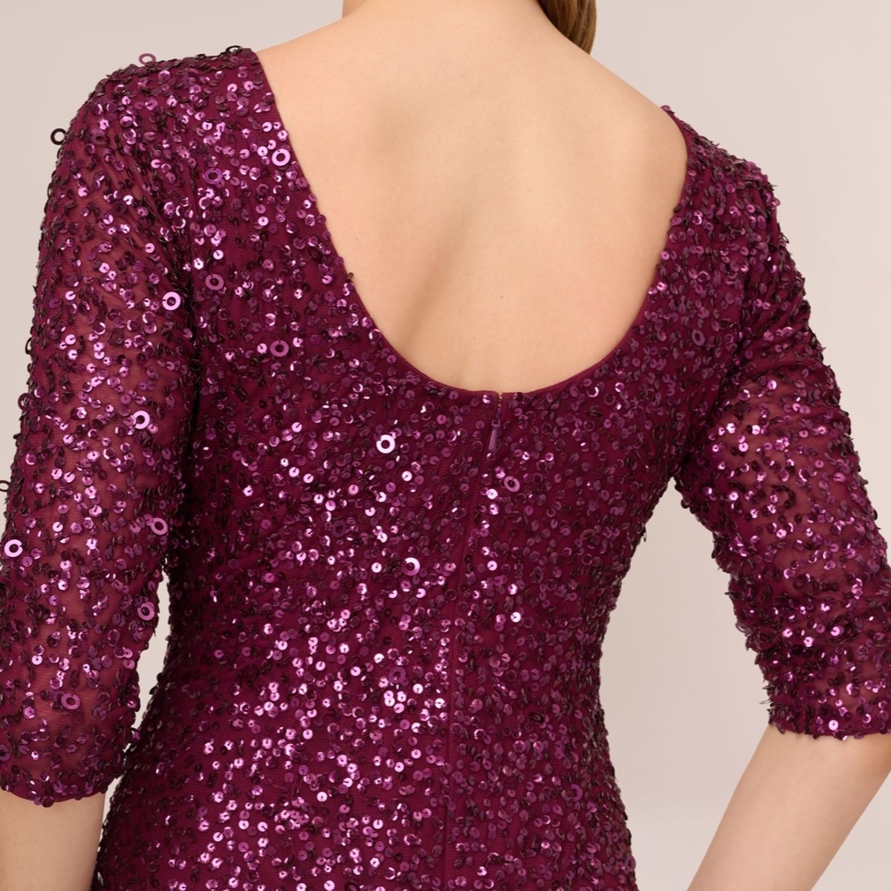 NWT Adrianna Papell Scoop Back Sequin Gown sz 6 - Picture 6 of 7